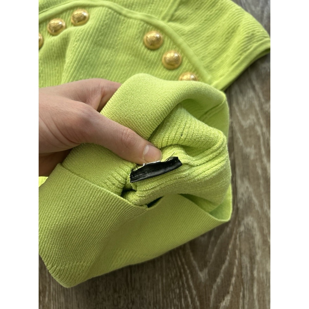 Balmain Neon Green Top Gold Button Euro Summer Beach Luxury Selling The OC - Picture 5 of 8